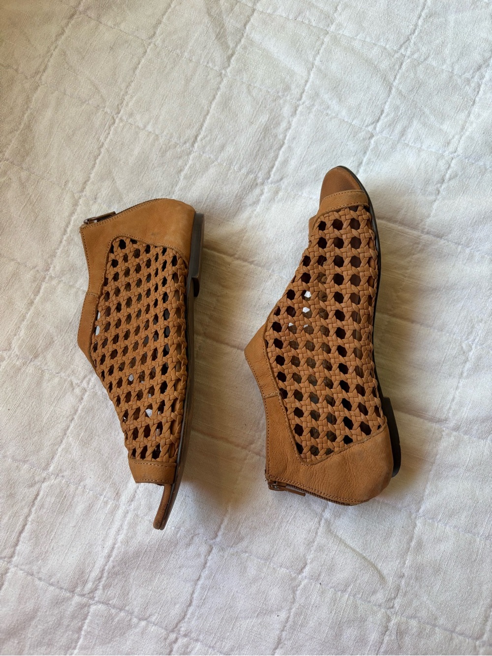Sundance Delphia Brown Leather Woven Peep-Toe Women’s Sandals Made in Spain 37